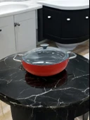 26 cm bonera kırmızı döküm titanyum pilav tenceresi - 3