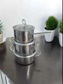 Evmutfak 3 lu çelik tencere seti 12 cm 14 cm 16 cm mini tencere seti - 2