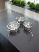 Evmutfak 3 lu çelik tencere seti 12 cm 14 cm 16 cm mini tencere seti - 3