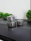 Evmutfak 3 lu çelik tencere seti 12 cm 14 cm 16 cm mini tencere seti - 1
