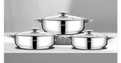 Amboss 6 parça cool paslanmaz çelik omlet set 16 cm 18 cm 20 cm 3 lu çelik set - 1