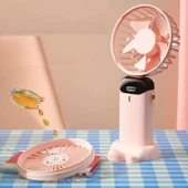 Taşınabilir Katlanabilir LED Ekranlı 5 Hız Kademeli Boyun Montajlı Şarj Edilebilir El Fanı Fan N-15 - 3