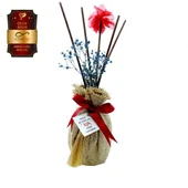 Ölümsüz "Aşk" Hasır Serisi Kırmızı Gül Kokulu 100 ml Oval Şişe Bambu Çubuklu Ortam Kokusu 10 Adet - 1