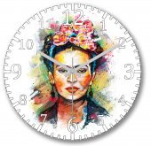 Frida Kahlo Duvar Saati Bombeli Gercek CamÜcretsiz Kargo - 1
