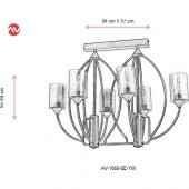 AVONNI AV-1660-6E-YM Eskitme Kaplama Modern Avize E27 Metal Cam 84x57cm - 3