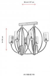 AVONNI AV-1660-6E-YM Eskitme Kaplama Modern Avize E27 Metal Cam 84x57cm - 11