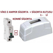 Viko 2 Amper Sigorta + Tekli Sigorta Kutusu , Viko 2 Amper B Tipi Sigorta - 1