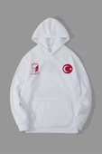 10 Kasıma Özel  Kapşonlu Baskılı SweatShirt - Beyaz - 1