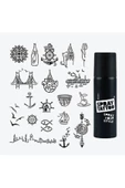İstanbul City Pack Spray Tattoo Geçici Dövme Seti 19 Desen 1 Siyah Sprey - 1