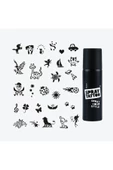 Wonderland City Pack Spray Tattoo Geçici Dövme Seti 28 Desen 1 Siyah Sprey - 1