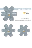 12'li Set Tava Tencere Koruyucu ve Düzenleyici Keçesi Gri - 6