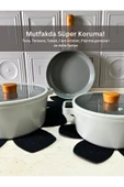 12'li Set Tava Tencere Koruyucu ve Düzenleyici Keçesi Siyah - 4
