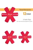 Beylini 12 Li Set Tencere Tava Koruyucu Borcam Çizdirmez Keçe Düzenleyici Kırmızı - 6
