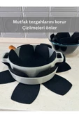 12'li Set Tava Tencere Koruyucu ve Düzenleyici Keçesi Siyah - 5