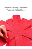 Beylini 12 Li Set Tencere Tava Koruyucu Borcam Çizdirmez Keçe Düzenleyici Kırmızı - 2