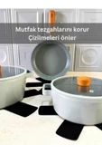 Beylini 12 li Set Tencere Tava Koruyucu Borcam Çizdirmez Keçe Düzenleyici SİYAH - 3