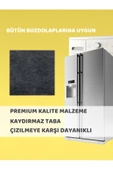 Su Geçirmez Buzdolabı Matı Kaymaz Taban Yıkanabilir Dayanıklı Buzdolabı Altı Halısı Antrasit (91x91) - 2