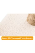3Lü Kedi Tırmalama Tahtası Peluş Kumaş Demonte 84 cm Yükseklik 3 Adımlı Zıplama Oyunu (Krem) - 4