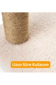 3Lü Kedi Tırmalama Tahtası Peluş Kumaş Demonte 84 cm Yükseklik 3 Adımlı Zıplama Oyunu (Krem) - 6