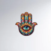 Colored Hamsa | Renklendirilmiş Metal Tablo> - 1