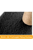 Çubuk Kedi Tırmalama Tahtası Peluş Kumaş Silinebilir Demonte 40 cm Siyah Renk - 4