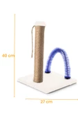 Kedi Tırmalama Tahtası Kedi Kaşınma Tahtası Peluş Kumaş Silinebilir Demonte 40cm Yükseklik (Krem) - 7