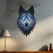 Blue Eyed Wolf | Renklendirilmiş Metal Tablo> - 1