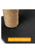 3Lü Kedi Tırmalama Tahtası Peluş Kumaş Demonte 84 cm Yükseklik 3 Adımlı Zıplama Oyunu (Siyah) - 6