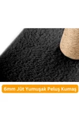 2li Kedi Tırmalama Tahtası Peluş Kumaş Demonte 42cm 2 Adımlı Zıplama ve Tırmalama (Siyah) - 4
