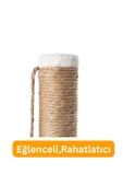 Kedi Tırmalama Tahtası Kedi Kaşınma Tahtası Peluş Kumaş Silinebilir Demonte 40cm Yükseklik (Beyaz) - 3