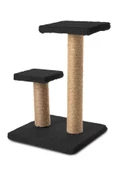 2li Kedi Tırmalama Tahtası Peluş Kumaş Demonte 42cm 2 Adımlı Zıplama ve Tırmalama (Siyah) - 1