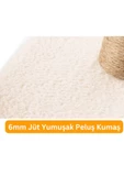2li Kedi Tırmalama Tahtası Peluş Kumaş Silinebilir Demonte 42cm 2 Adımlı Zıplama ve Tırmalama (Krem) - 4
