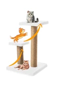 2 li Kedi Tırmalama Tahtası Peluş Kumaş Silinebilir Demonte 42cm 2 Adımlı Zıplama ve Tırmalama Beyaz - 5