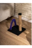 Kedi Tırmalama Tahtası Kedi Kaşınma Tahtası Peluş Kumaş Silinebilir Demonte 40cm Yükseklik (Siyah) - 2