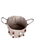 Keçe Kulplu Yuvarlak Düzenleyici Sepet Çok Amaçlı Saklama Organizer Düzenleyici 27x27x27 cm - 4