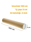Postüp Kapaklı Silindir Kutu Karton Rulo Gönderi Poster Afiş Harita Tüpü 5 Adet 5 Cm X 100 Cm - 5