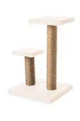 2li Kedi Tırmalama Tahtası Peluş Kumaş Silinebilir Demonte 42cm 2 Adımlı Zıplama ve Tırmalama (Krem) - 1
