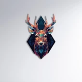 Colored Reindeer Bust | Renklendirilmiş Metal Tablo > - 1