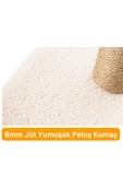 Çubuk Kedi Tırmalama Tahtası Peluş Kumaş Silinebilir Demonte 40 cm Krem Renk - 4