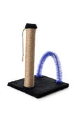 Kedi Tırmalama Tahtası Kedi Kaşınma Tahtası Peluş Kumaş Silinebilir Demonte 40cm Yükseklik (Siyah) - 1