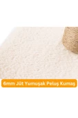 Kedi Tırmalama Tahtası Kedi Kaşınma Tahtası Peluş Kumaş Silinebilir Demonte 40cm Yükseklik (Krem) - 5