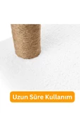 3Lü Kedi Tırmalama Tahtası Peluş Kumaş Demonte 84 cm Yükseklik 3 Adımlı Zıplama Oyunu (Beyaz) - 6