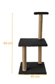 3Lü Kedi Tırmalama Tahtası Peluş Kumaş Demonte 84 cm Yükseklik 3 Adımlı Zıplama Oyunu (Siyah) - 7