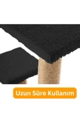 2li Kedi Tırmalama Tahtası Peluş Kumaş Demonte 42cm 2 Adımlı Zıplama ve Tırmalama (Siyah) - 6