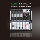 König K-8 P800 Fx 900 Watt 8 Kanal Power Mikser - 1
