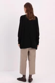 Siyah-Basic Reglan Bisiklet Yaka Tunik - 4