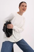Ekru-Basic Reglan Bisiklet Yaka Tunik - 1