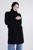Siyah-Balıkçı Yaka Reglan Kol Triko Tunik - 5