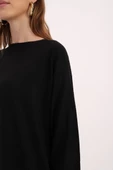 Siyah-Basic Reglan Bisiklet Yaka Tunik - 5