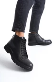 Erkek Hakiki Deri Bağcıklı Biker Bot Tırtık Taban Günlük Bot thumbnail 1